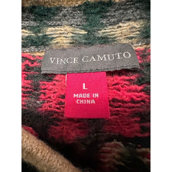 Vince Camuto Womens Fair Isle Mock Neck Sweater Large Mockneck Brown Pink Greeo - Picture 10 of 11